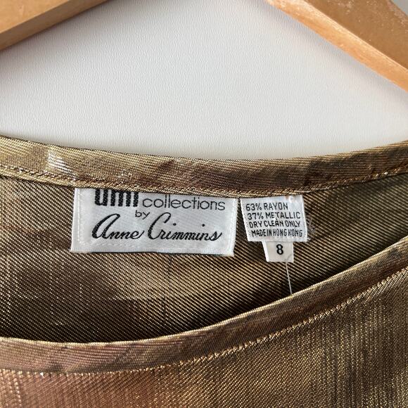 Vintage Anne Crimmins Gold Metallic Long Sleeve Small - Picture 5 of 6